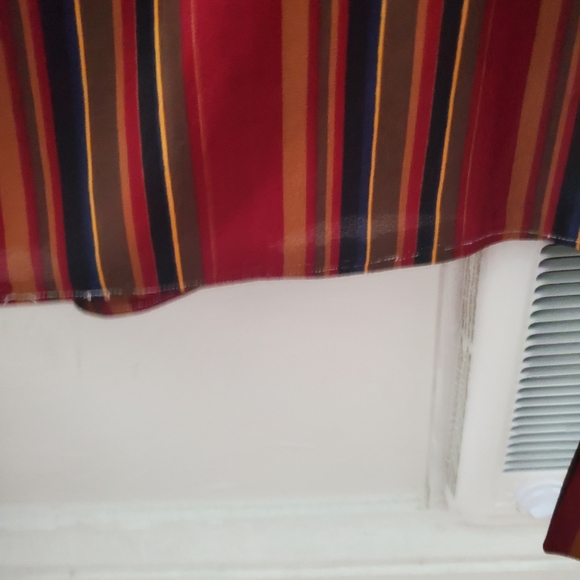 Vintage boho 70s burgundy striped day dress with waist tie belt - Picture 6 of 7